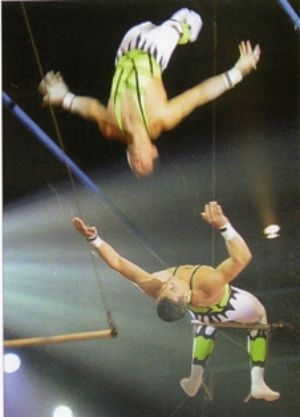 Jon Anton Presents...a selection of TRAPEZE ARTISTES available. Including FLYING TRAPEZE TROUPES, Solo TRAPEZE ARTISTES, Corde Lisse (Vertical Rope). Aerial Silks.